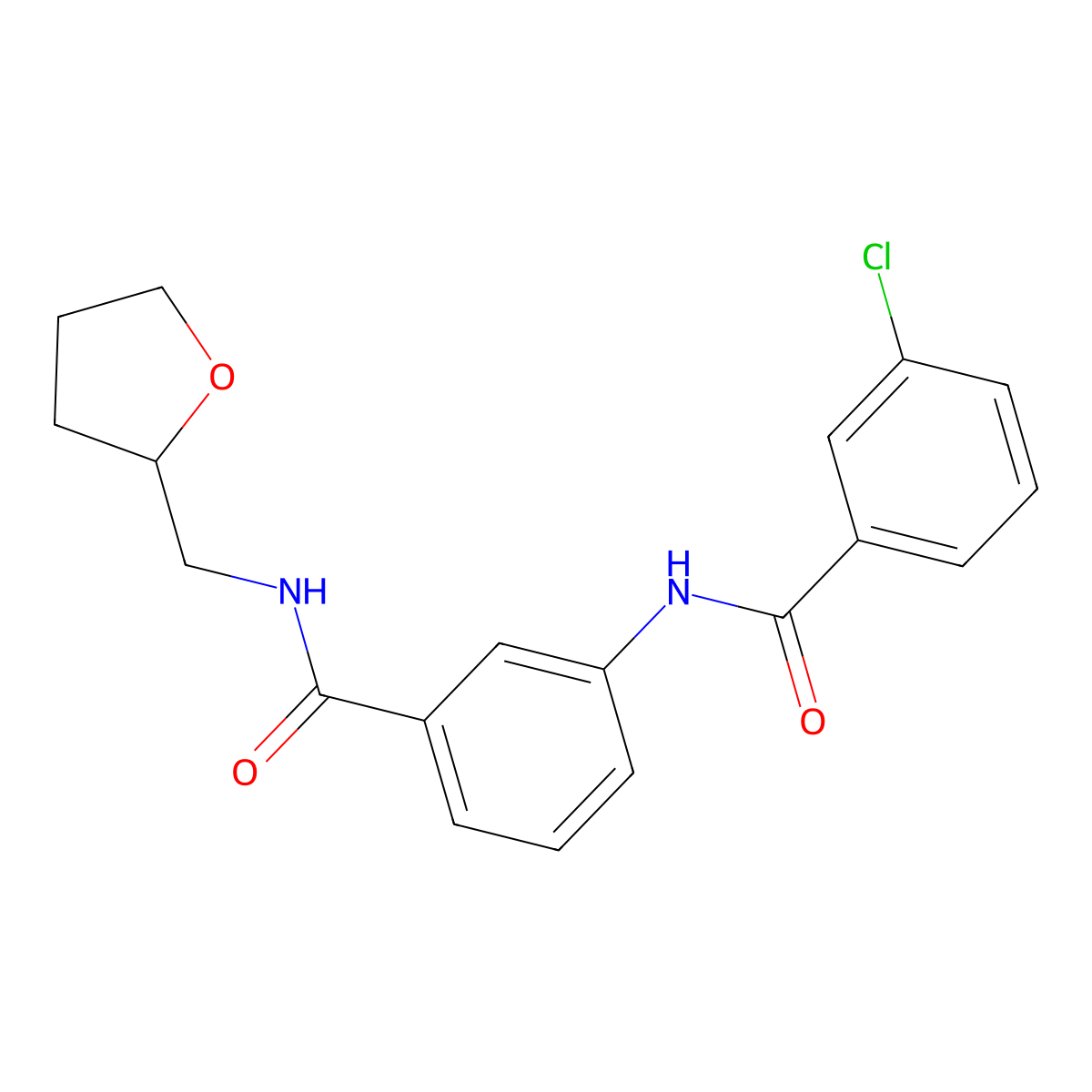3-[(3-chlorobenzoyl)amino]-N-(oxolan-2-ylmethyl)benzamide molecular structure, CAS 355402-14-1