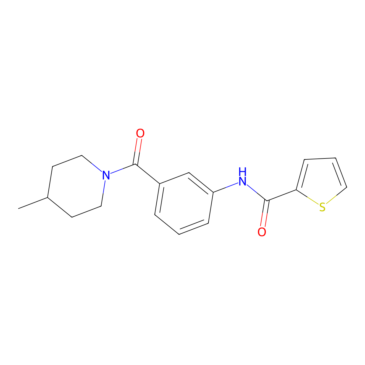 N-[3-(4-methylpiperidine-1-carbonyl)phenyl]thiophene-2-carboxamide molecular structure, CAS 355402-15-2