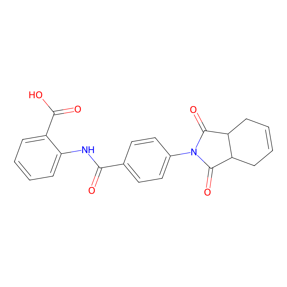 2-{[4-(1,3-dioxo-1,3,3a,4,7,7a-hexahydro-2H-isoindol-2-yl)benzoyl]amino}benzoic acid molecular structure, CAS 355402-17-4