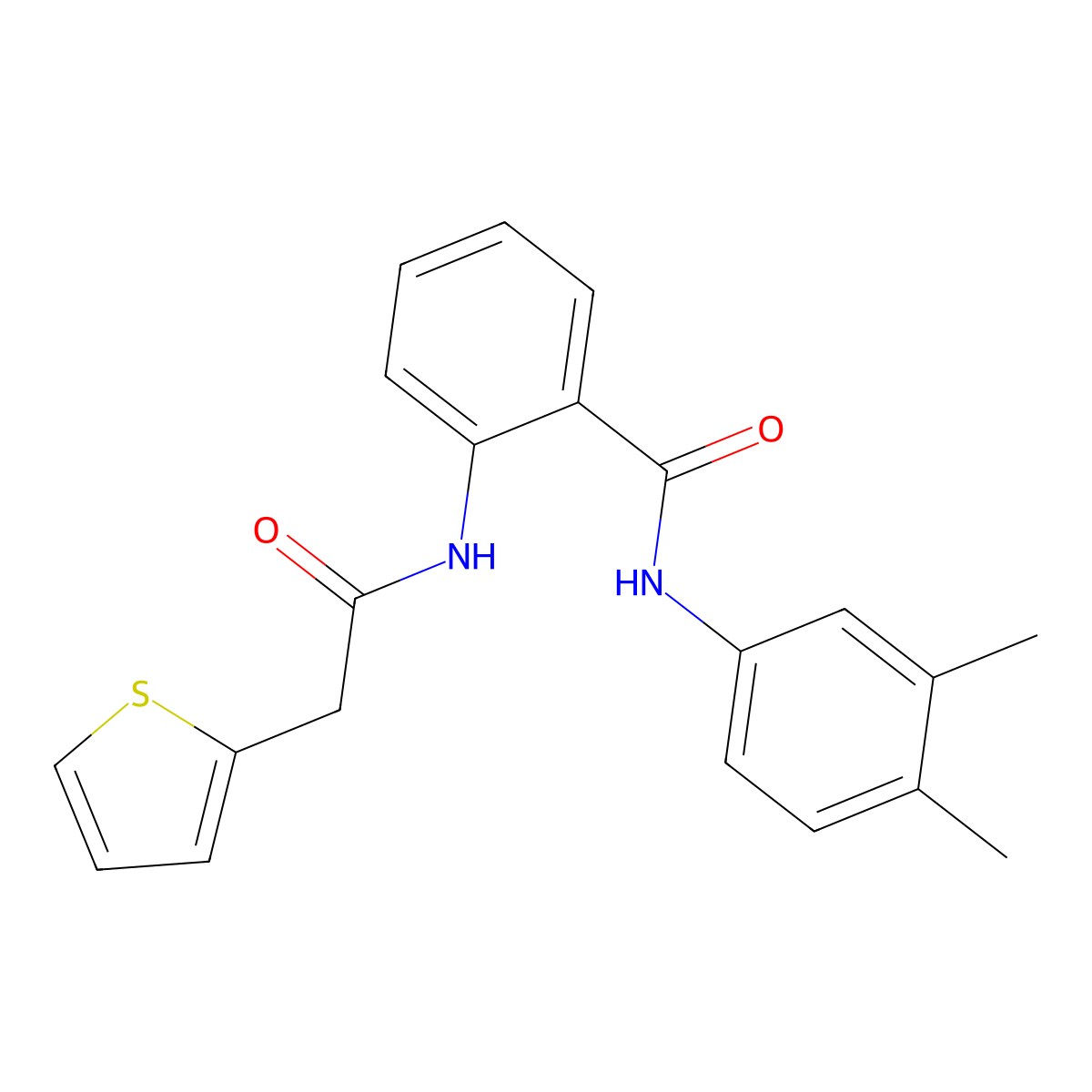 N-(3,4-dimethylphenyl)-2-[(2-thiophen-2-ylacetyl)amino]benzamide molecular structure, CAS 355402-84-5
