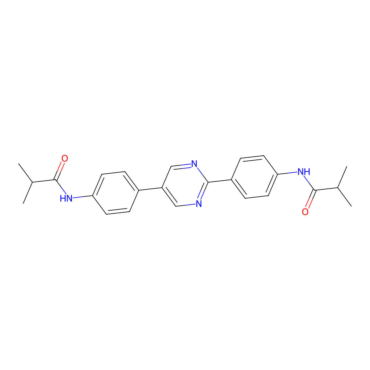 2-methyl-N-[4-[2-[4-(2-methylpropanoylamino)phenyl]pyrimidin-5-yl]phenyl]propanamide molecular structure, CAS 355402-88-9