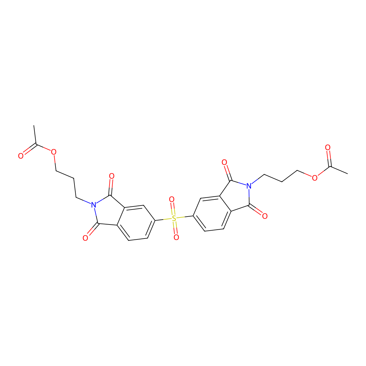 (5,5'-Sulfonylbis(1,3-dioxoisoindoline-5,2-diyl))bis(propane-3,1-diyl) diacetate molecular structure, CAS 355402-89-0