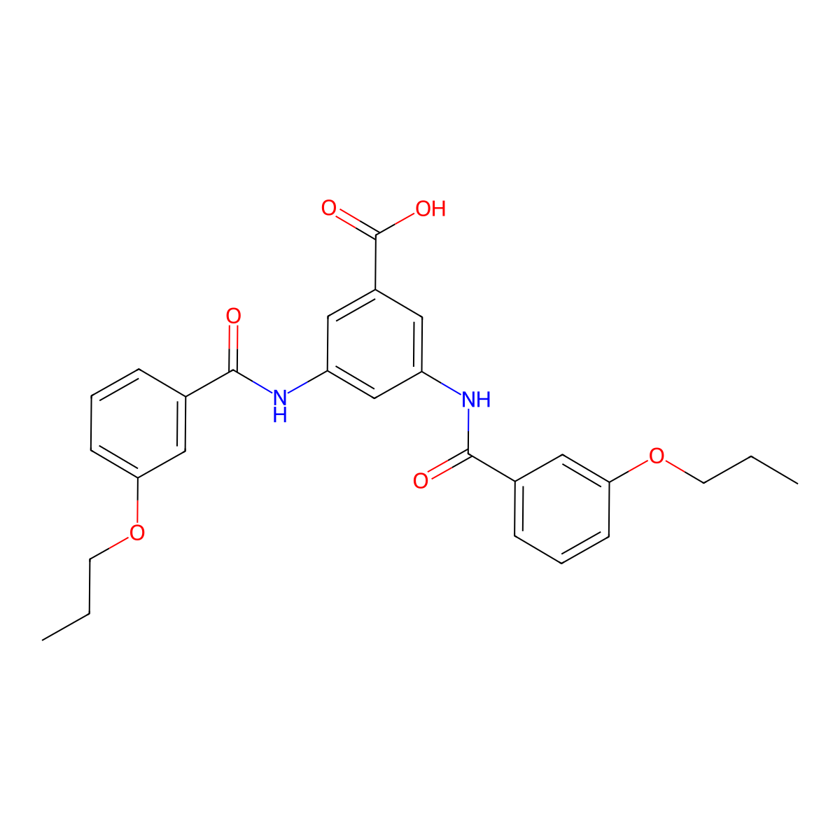 3,5-Bis[(3-propoxyphenyl)carbonylamino]benzoic acid molecular structure, CAS 355402-98-1