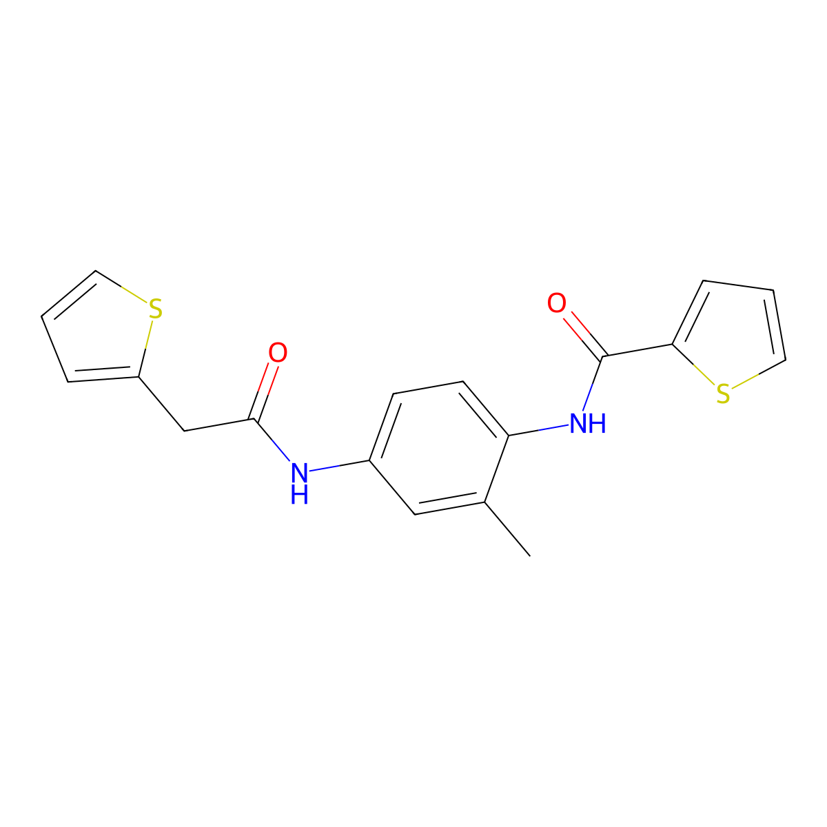 N-[2-methyl-4-[(2-thiophen-2-ylacetyl)amino]phenyl]thiophene-2-carboxamide molecular structure, CAS 355402-99-2