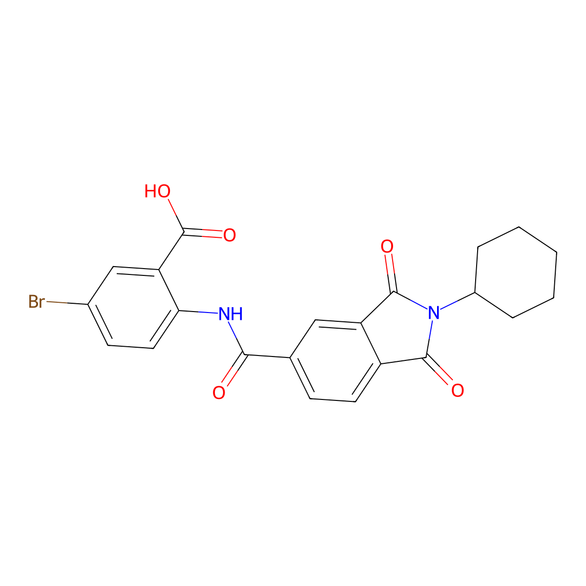 5-Bromo-2-(2-cyclohexyl-1,3-dioxoisoindoline-5-carboxamido)benzoic acid molecular structure, CAS 355403-21-3
