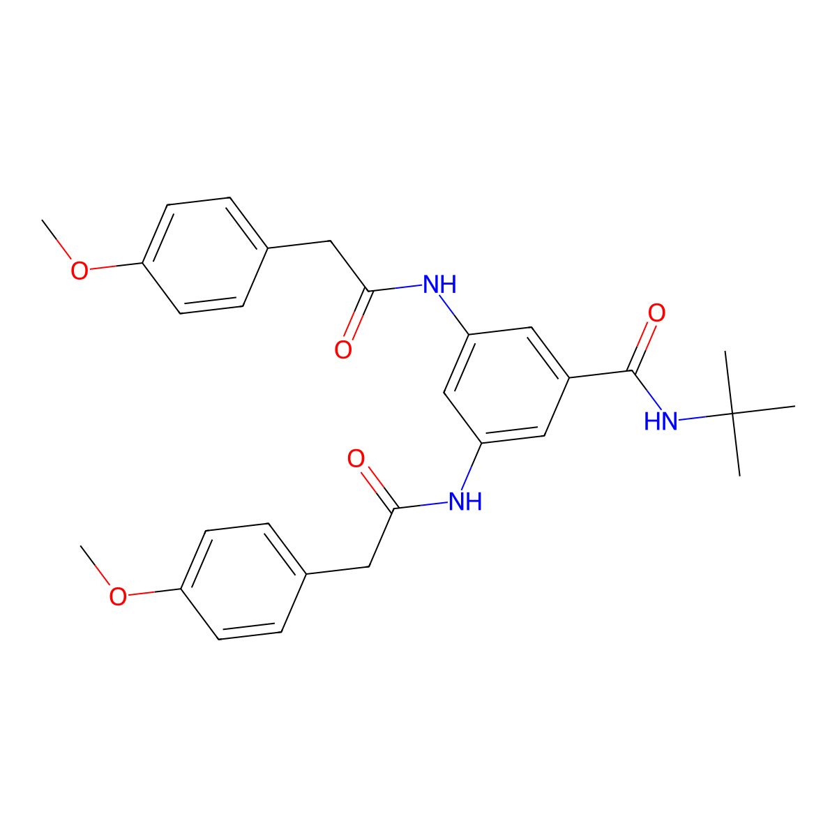 N-tert-butyl-3,5-bis[[2-(4-methoxyphenyl)acetyl]amino]benzamide molecular structure, CAS 355403-30-4