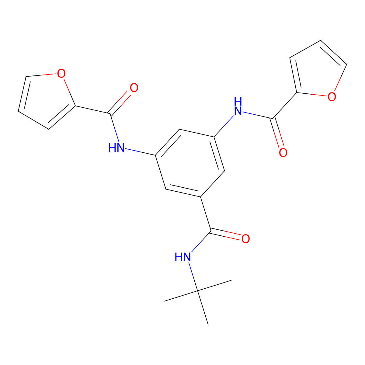 N-[3-(tert-butylcarbamoyl)-5-(furan-2-carbonylamino)phenyl]furan-2-carboxamide molecular structure, CAS 355403-32-6