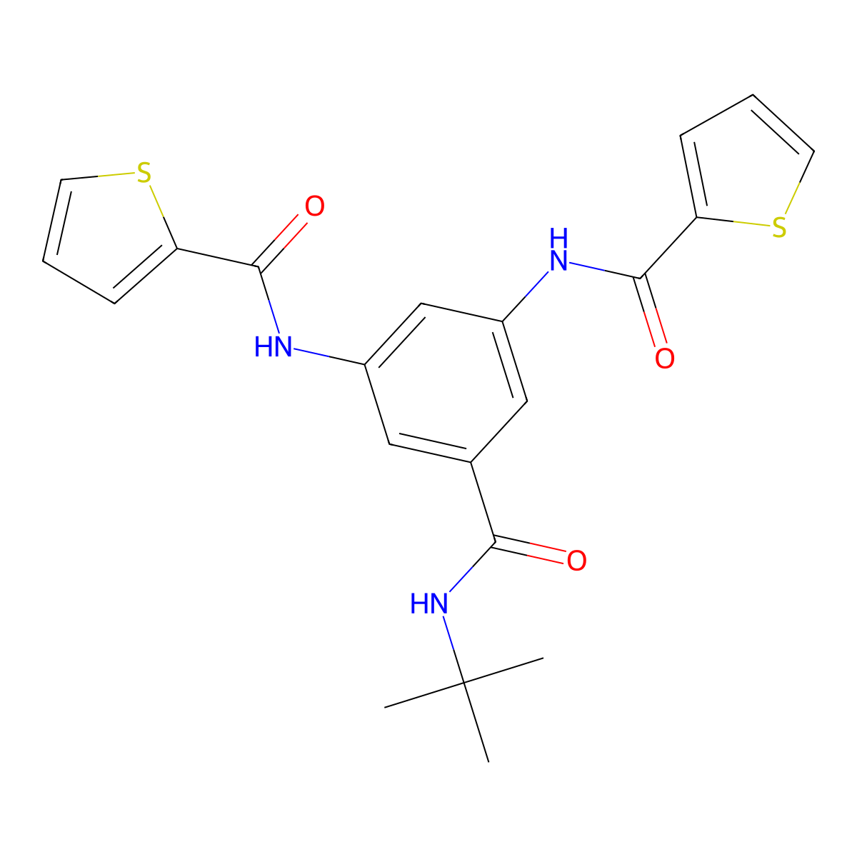 N-[3-(tert-butylcarbamoyl)-5-(thiophene-2-carbonylamino)phenyl]thiophene-2-carboxamide molecular structure, CAS 355403-33-7