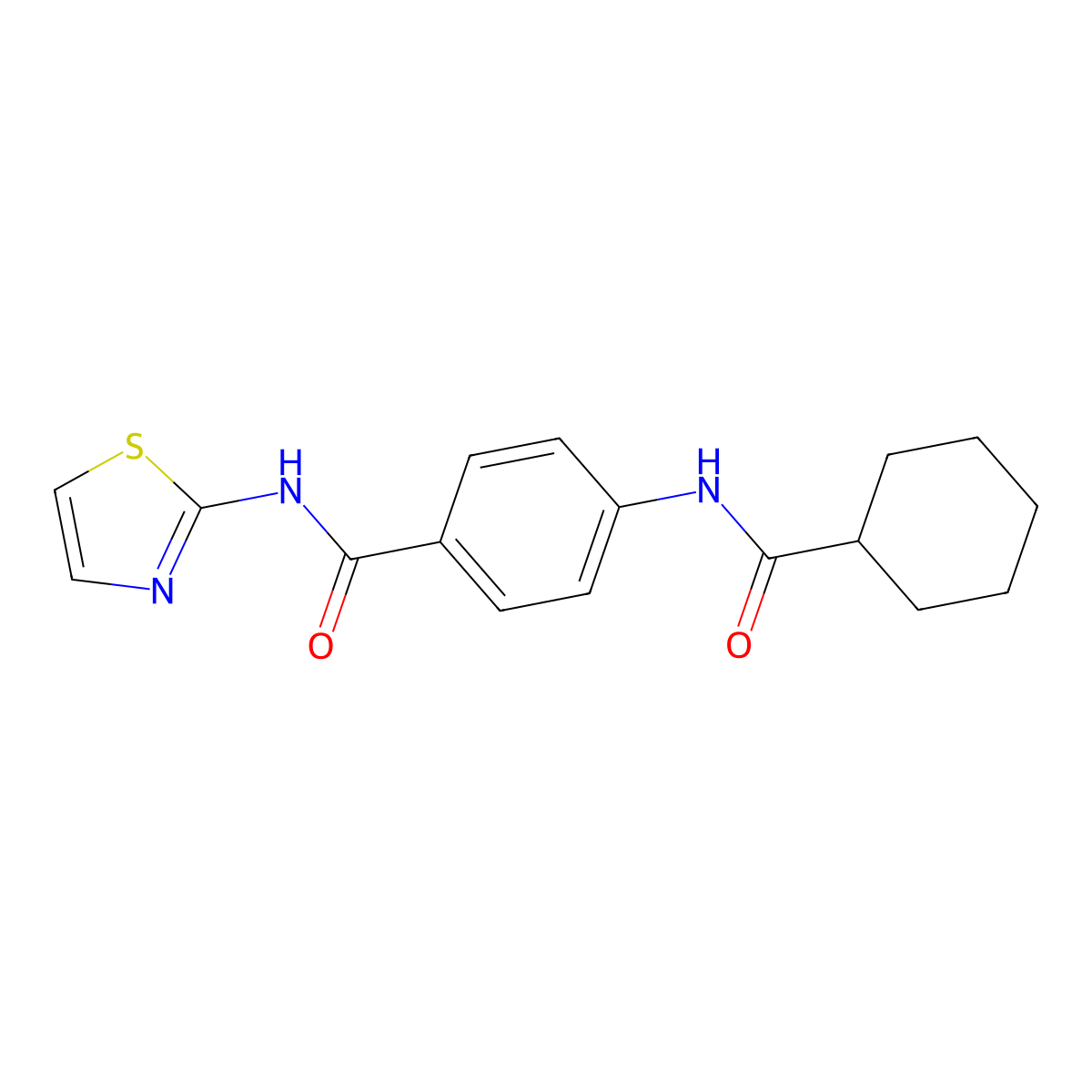 4-(cyclohexanecarbonylamino)-N-(1,3-thiazol-2-yl)benzamide molecular structure, CAS 355403-34-8