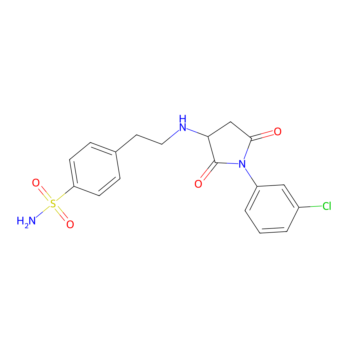 4-(2-{[1-(3-Chlorophenyl)-2,5-dioxopyrrolidin-3-yl]amino}ethyl)benzenesulfonamide molecular structure, CAS 355403-39-3