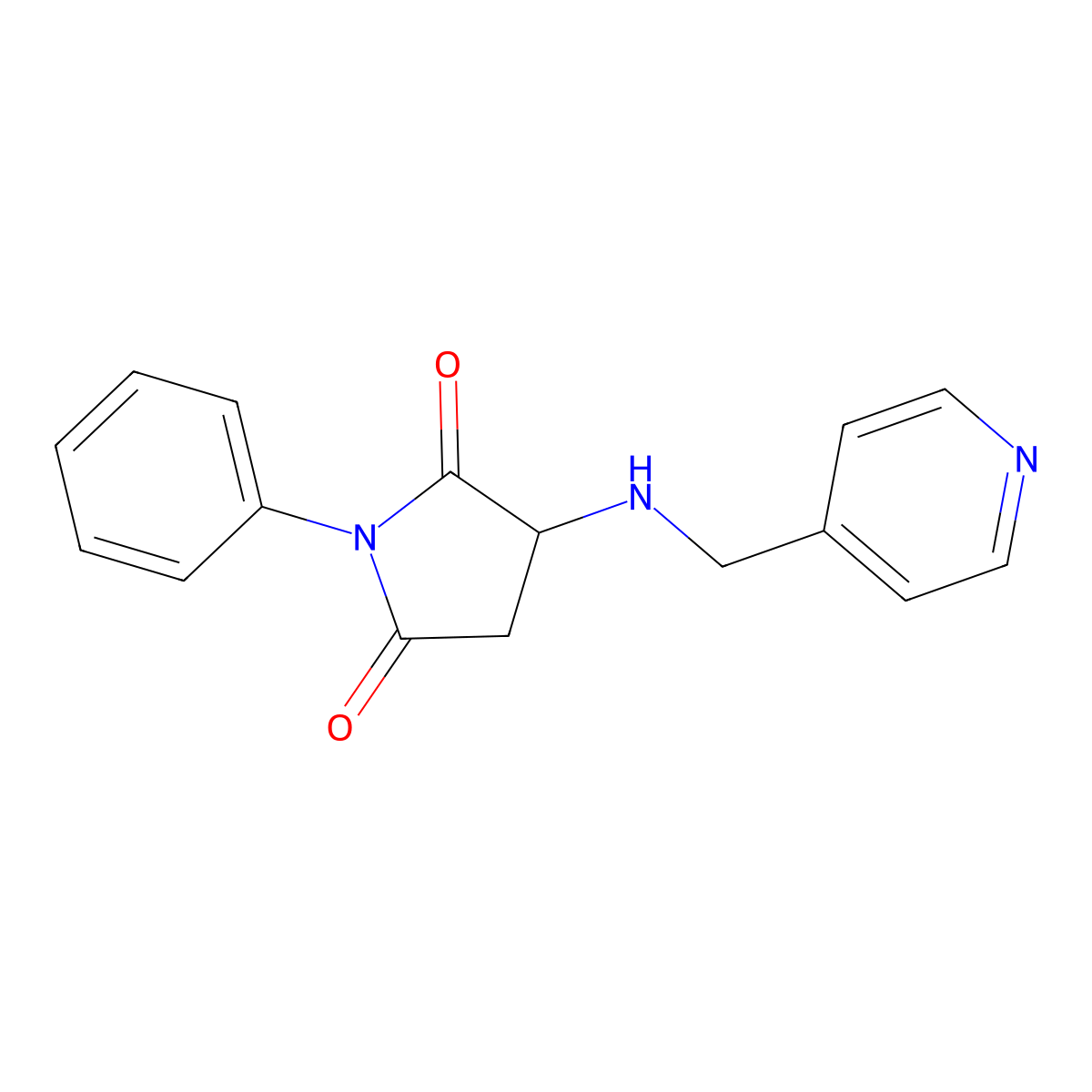 1-Phenyl-3-(pyridin-4-ylmethylamino)pyrrolidine-2,5-dione molecular structure, CAS 355403-40-6