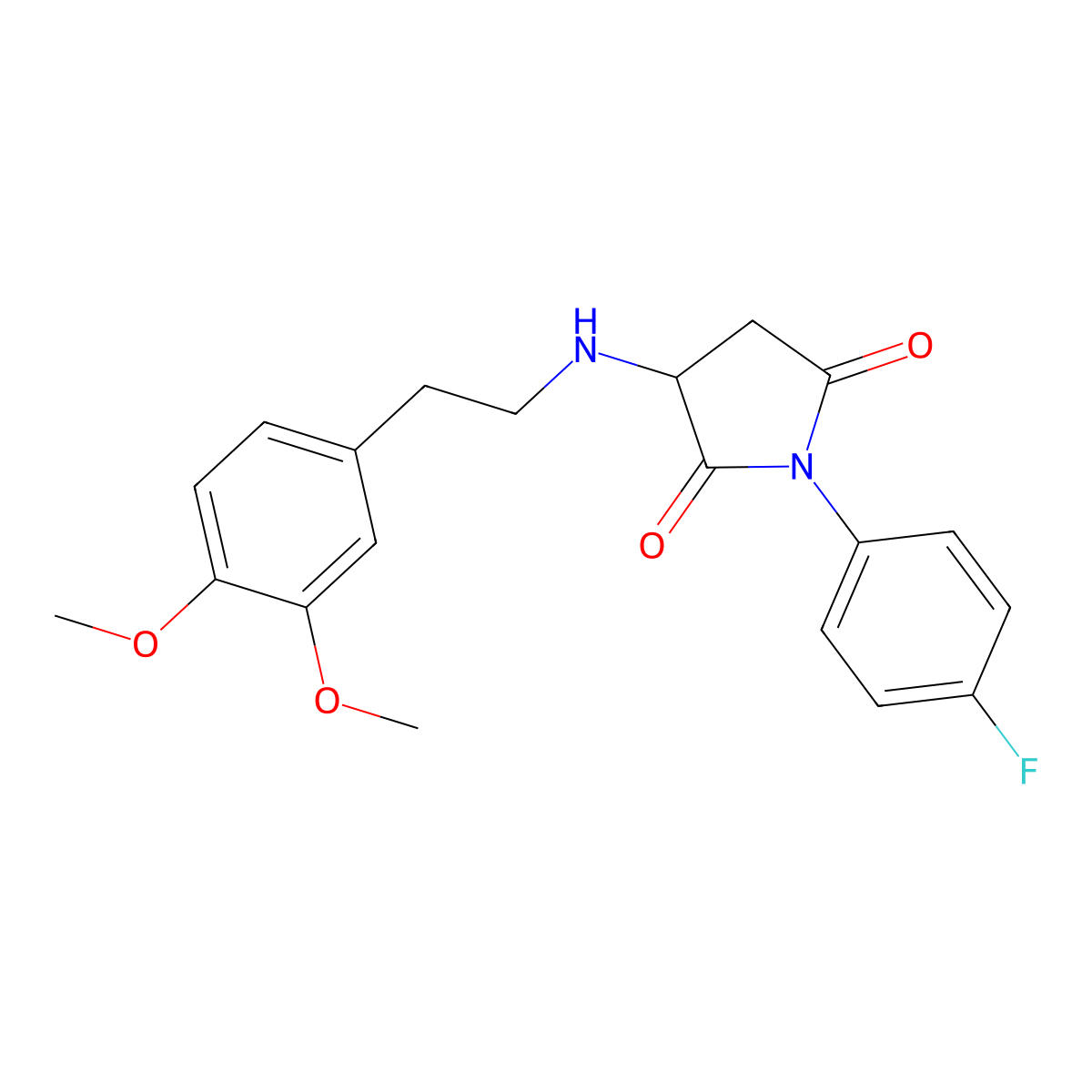 3-{[2-(3,4-Dimethoxyphenyl)ethyl]amino}-1-(4-fluorophenyl)pyrrolidine-2,5-dione molecular structure, CAS 355403-42-8