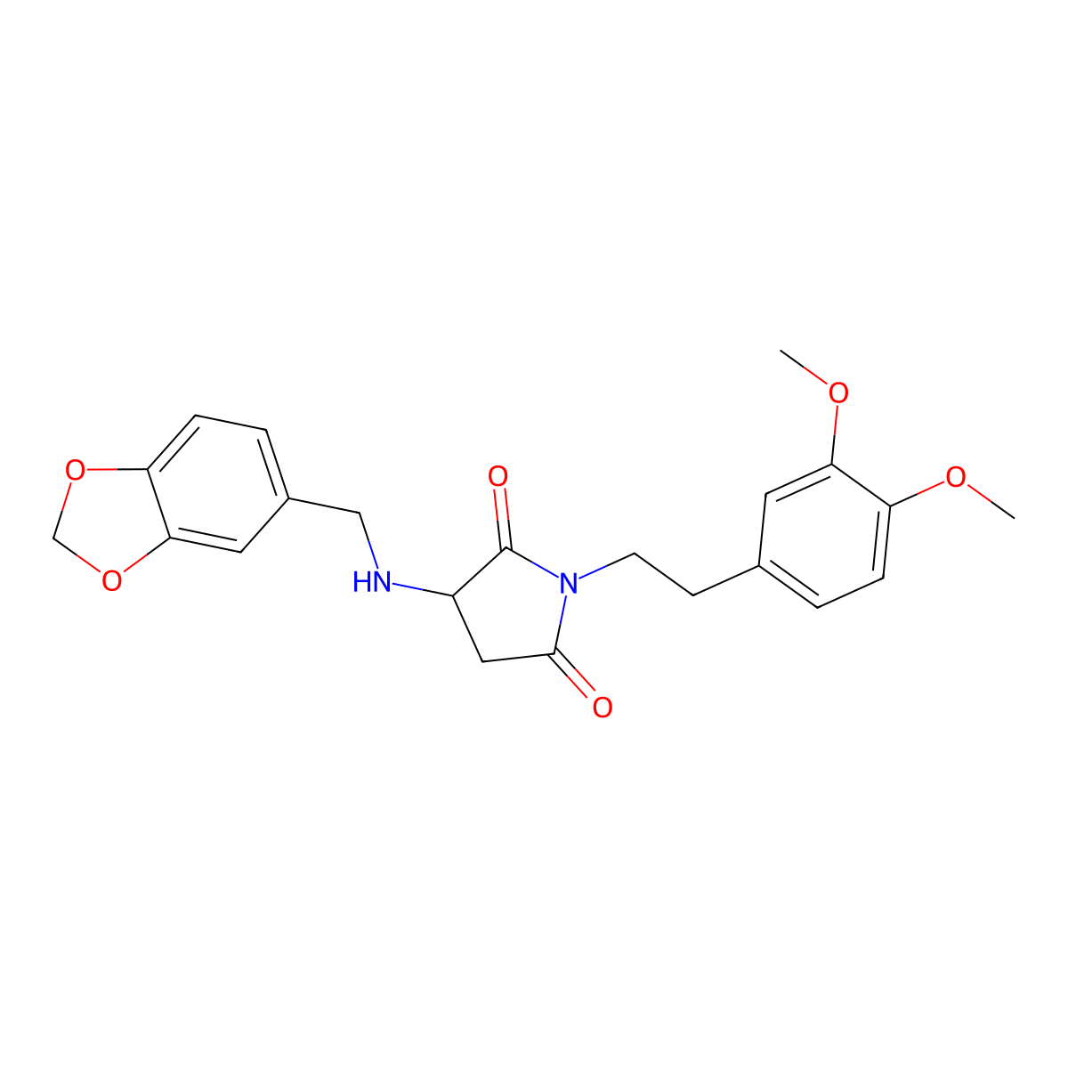 3-(1,3-Benzodioxol-5-ylmethylamino)-1-[2-(3,4-dimethoxyphenyl)ethyl]pyrrolidine-2,5-dione molecular structure, CAS 355403-45-1