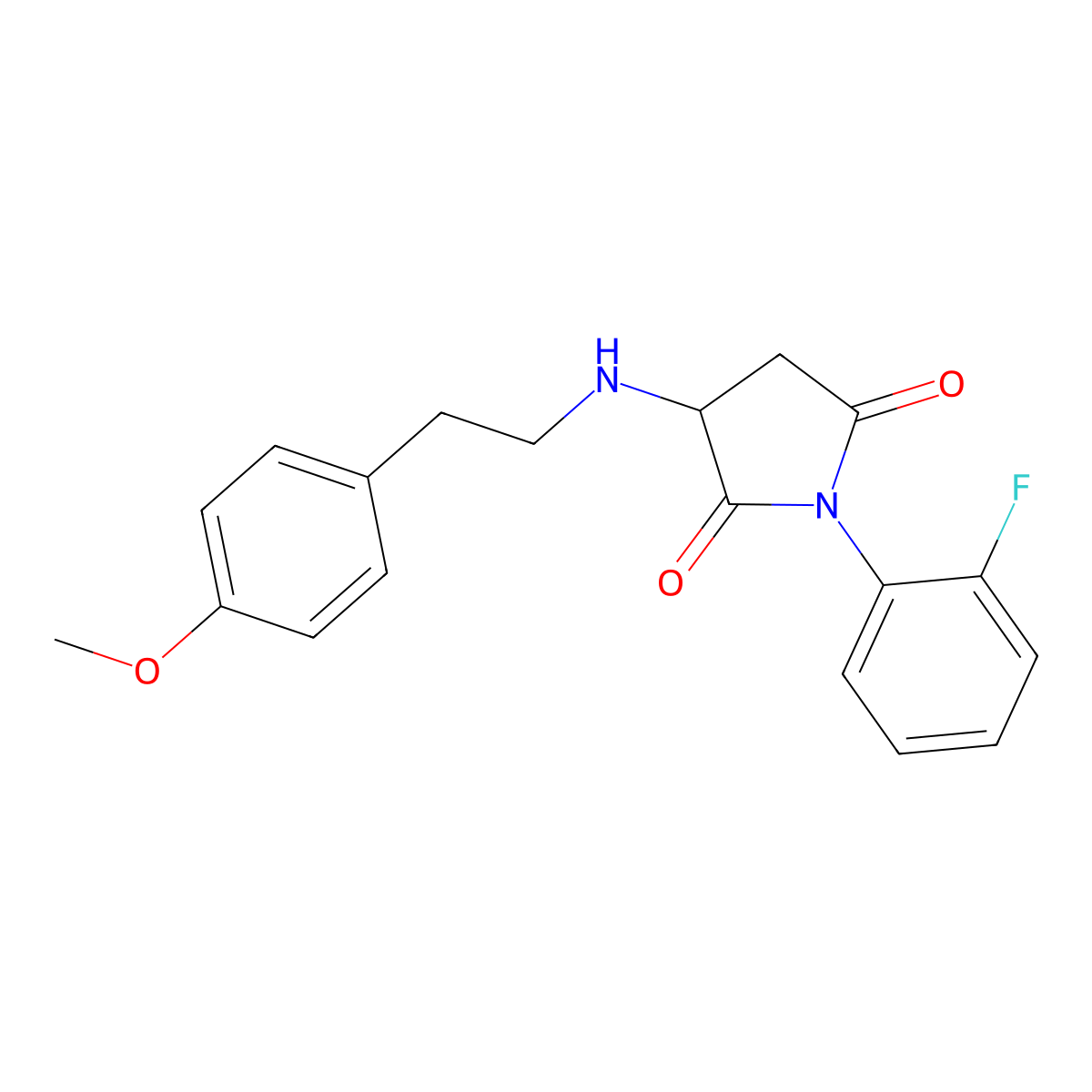 1-(2-Fluorophenyl)-3-[2-(4-methoxyphenyl)ethylamino]pyrrolidine-2,5-dione molecular structure, CAS 355403-47-3
