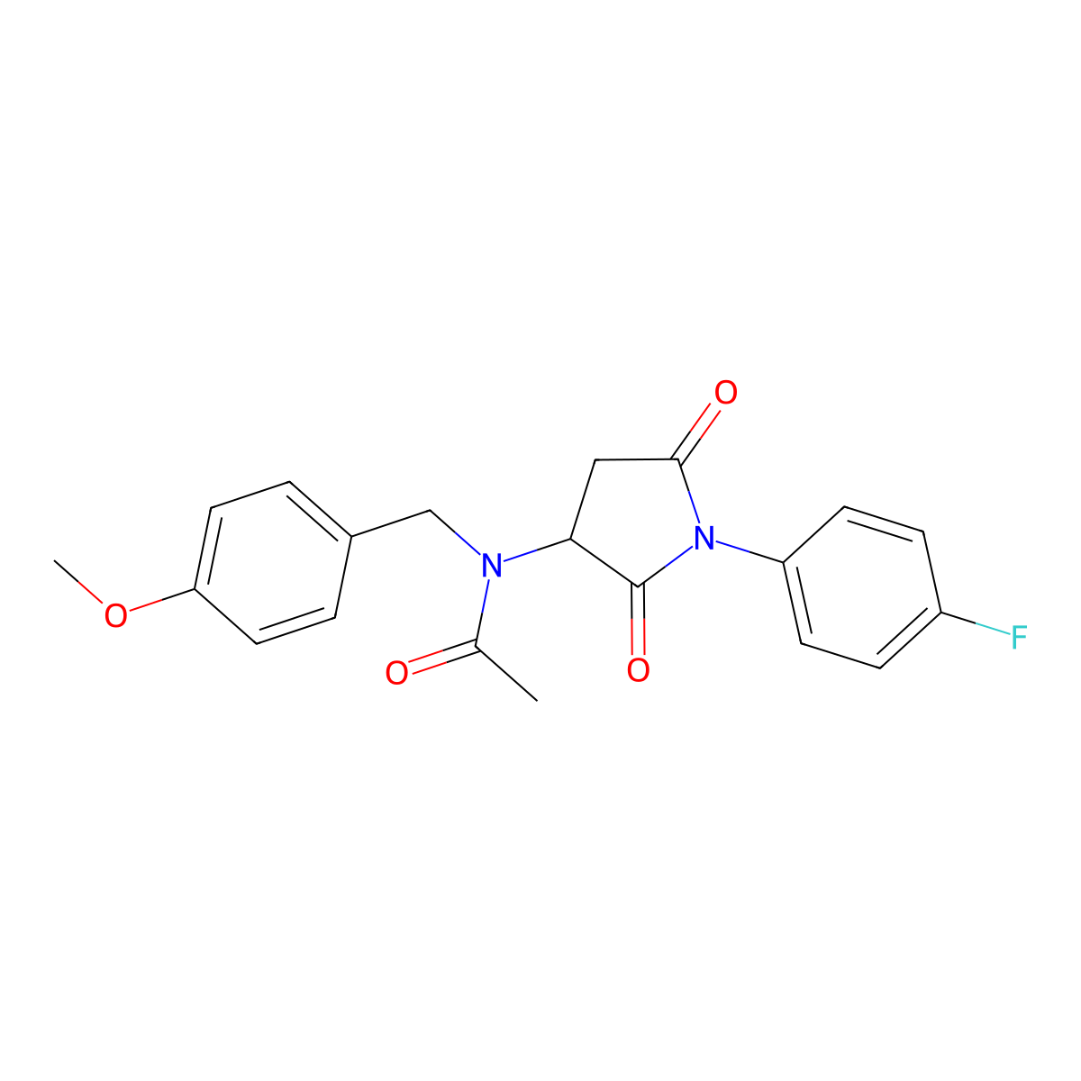 N-[1-(4-fluorophenyl)-2,5-dioxopyrrolidin-3-yl]-N-[(4-methoxyphenyl)methyl]acetamide molecular structure, CAS 355403-51-9