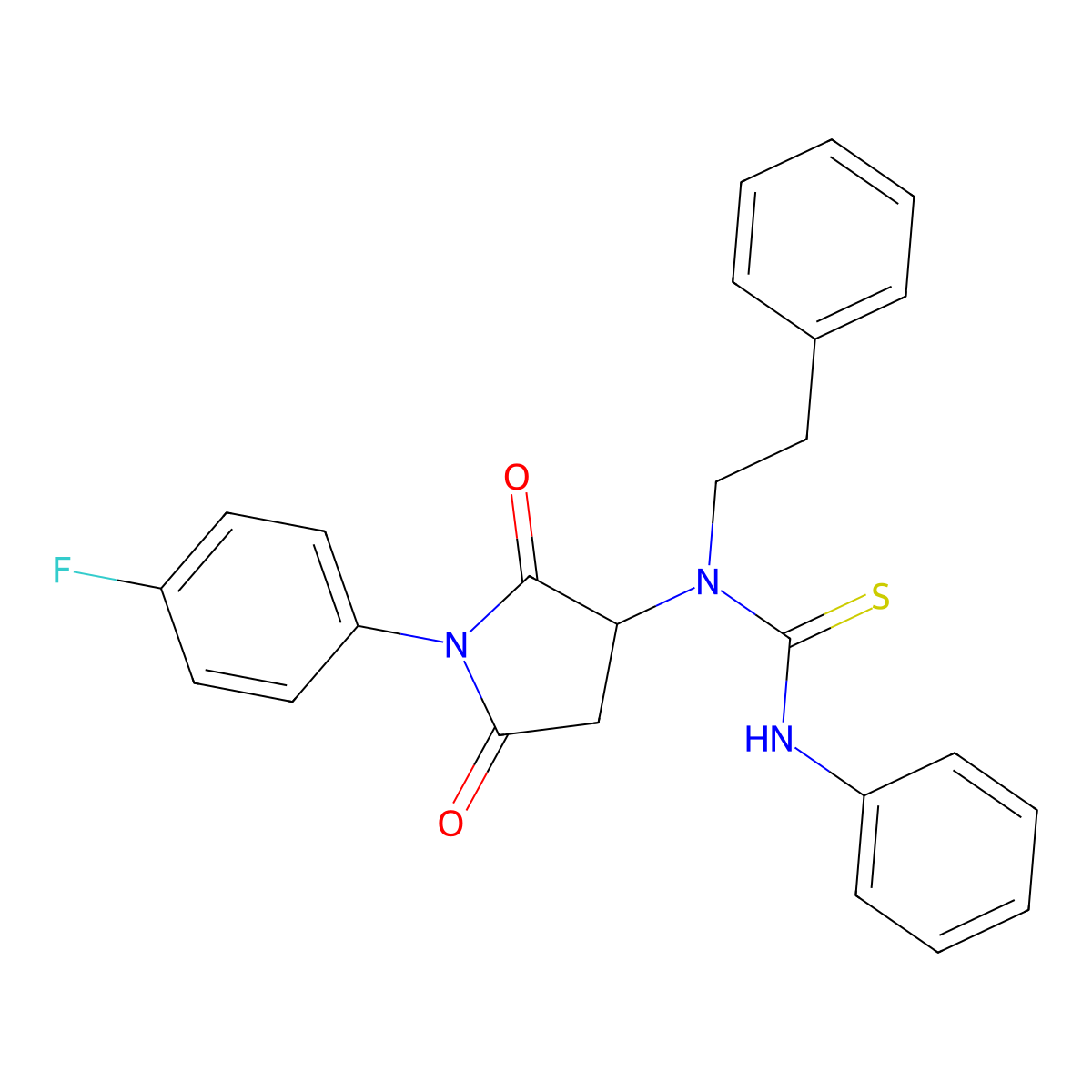 1-(1-(4-Fluorophenyl)-2,5-dioxopyrrolidin-3-yl)-1-phenethyl-3-phenylthiourea molecular structure, CAS 355403-64-4