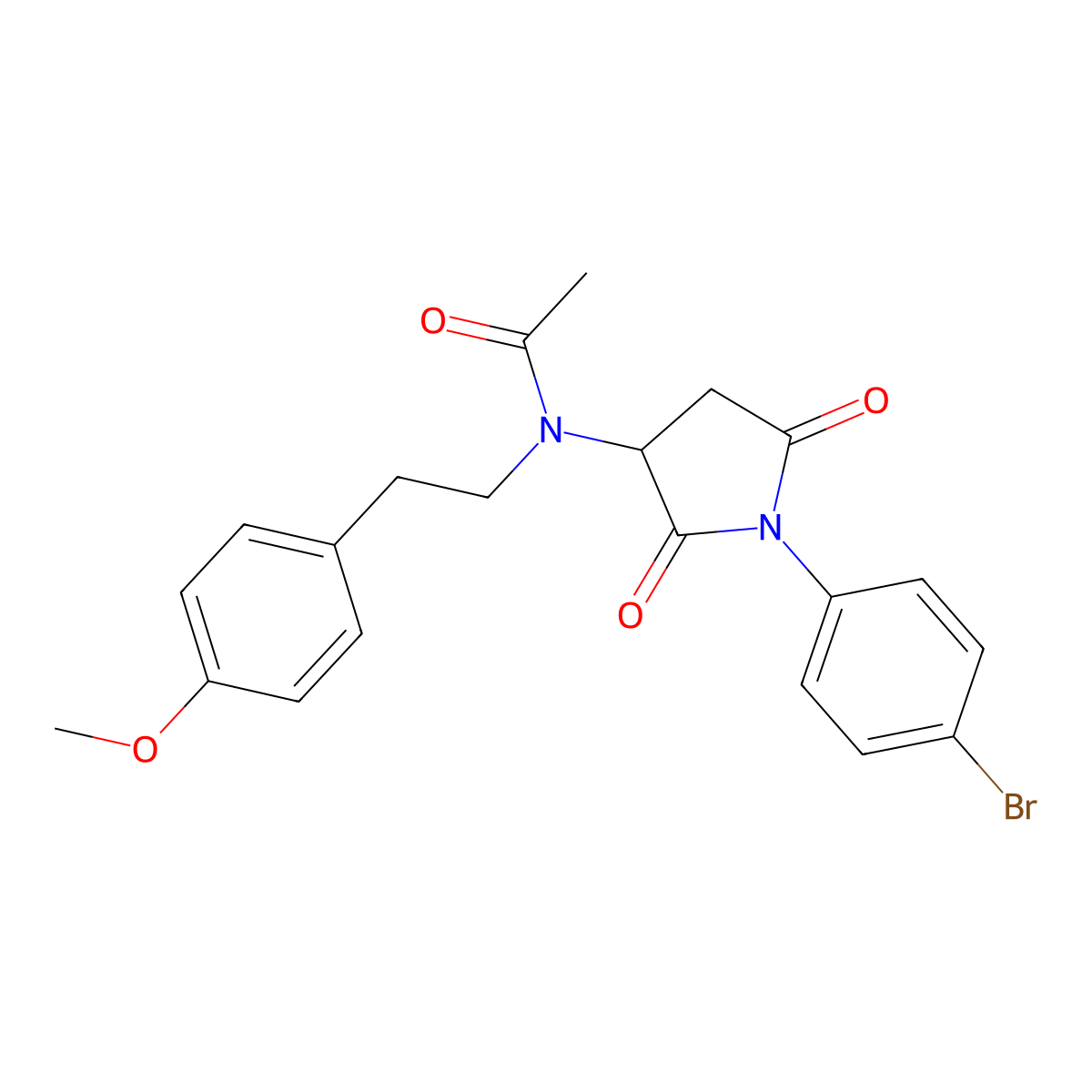 N-[1-(4-bromophenyl)-2,5-dioxopyrrolidin-3-yl]-N-[2-(4-methoxyphenyl)ethyl]acetamide molecular structure, CAS 355403-67-7