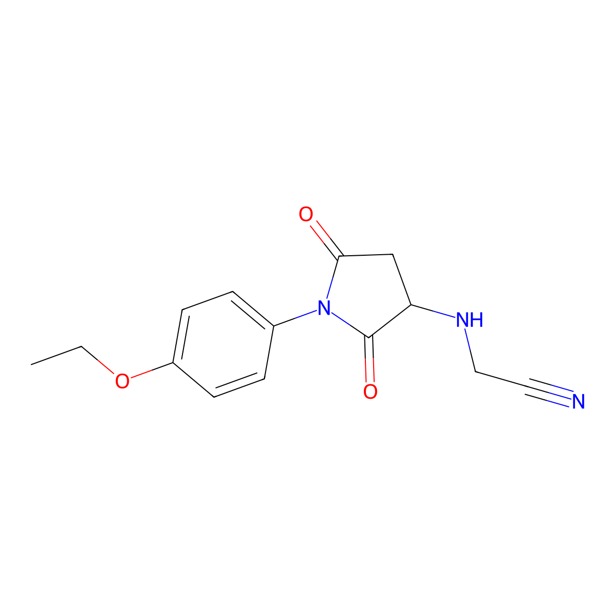 2-[[1-(4-Ethoxyphenyl)-2,5-dioxo-3-pyrrolidinyl]amino]acetonitrile molecular structure, CAS 355403-72-4