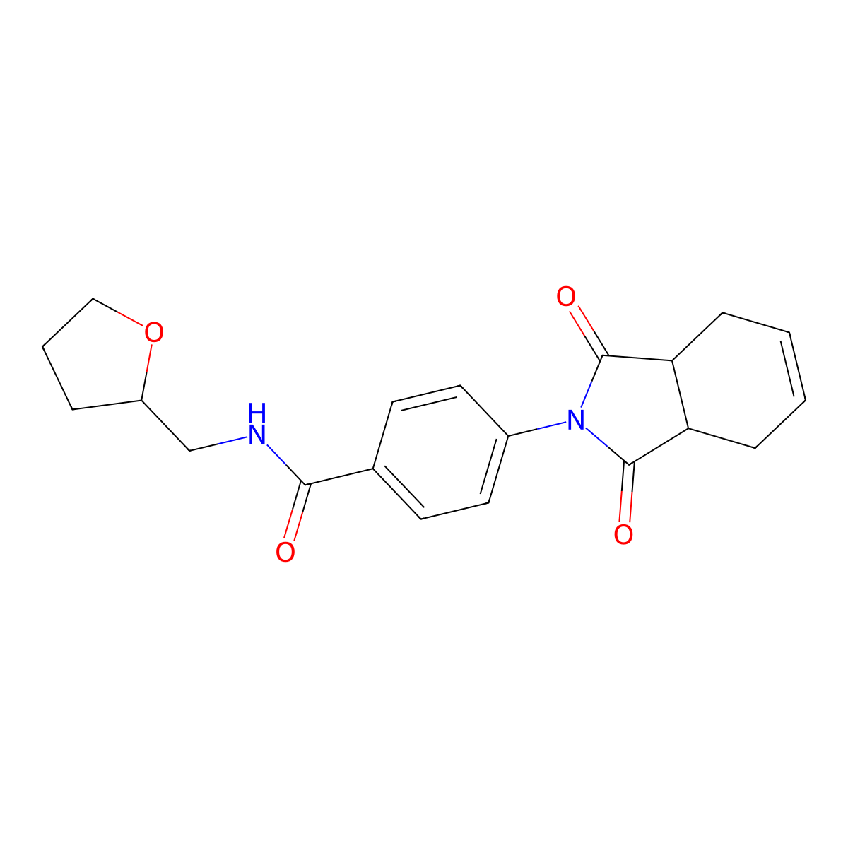 4-(1,3-dioxo-3a,4,7,7a-tetrahydroisoindol-2-yl)-N-(oxolan-2-ylmethyl)benzamide molecular structure, CAS 355403-76-8