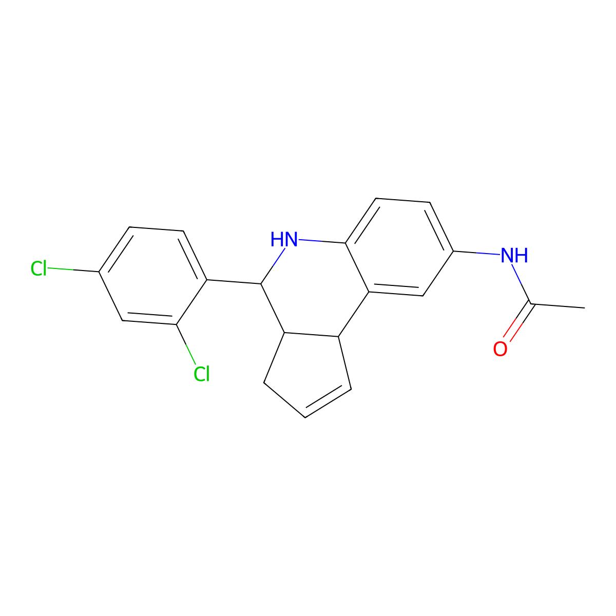 N-[4-(2,4-dichlorophenyl)-3a,4,5,9b-tetrahydro-3H-cyclopenta[c]quinolin-8-yl]acetamide molecular structure, CAS 355403-79-1