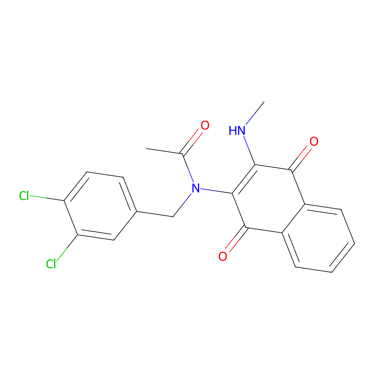 N-(3,4-dichlorobenzyl)-N-[3-(methylamino)-1,4-dioxo-1,4-dihydro-2-naphthalenyl]acetamide molecular structure, CAS 355406-73-4