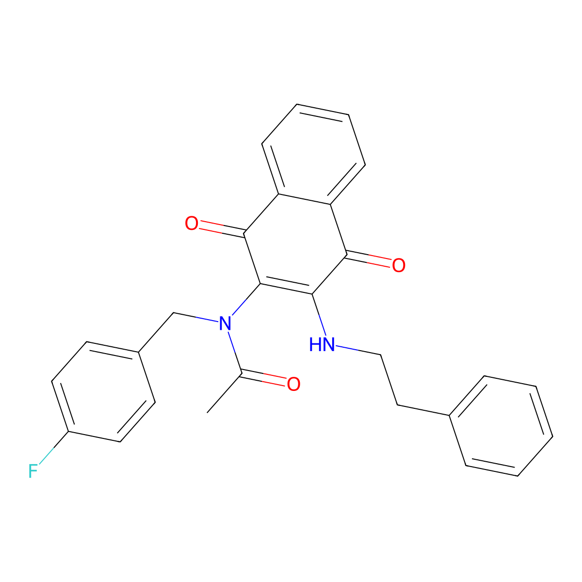 N-[1,4-dioxo-3-(phenethylamino)-1,4-dihydro-2-naphthalenyl]-N-(4-fluorobenzyl)acetamide molecular structure, CAS 355406-77-8
