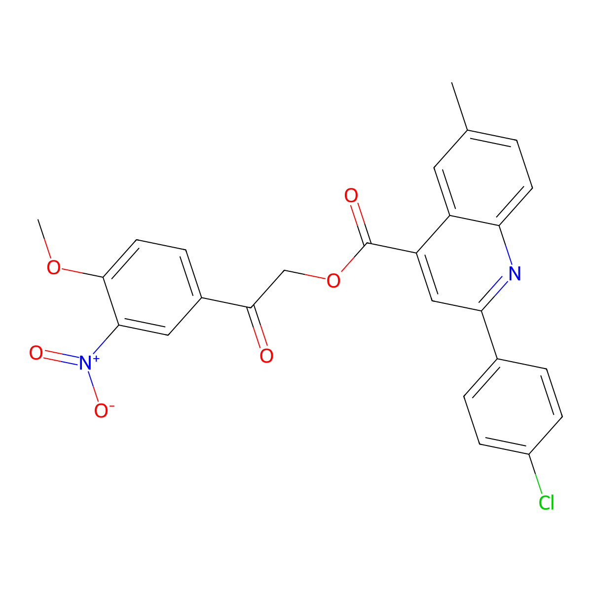 2-(4-Methoxy-3-nitrophenyl)-2-oxoethyl 2-(4-chlorophenyl)-6-methylquinoline-4-carboxylate molecular structure, CAS 355411-66-4