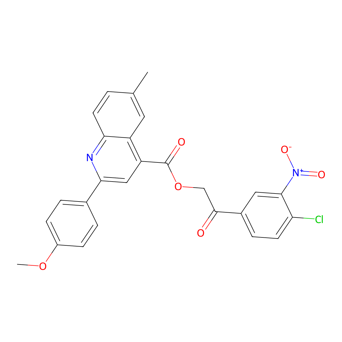 2-(4-Chloro-3-nitrophenyl)-2-oxoethyl 2-(4-methoxyphenyl)-6-methylquinoline-4-carboxylate molecular structure, CAS 355411-69-7