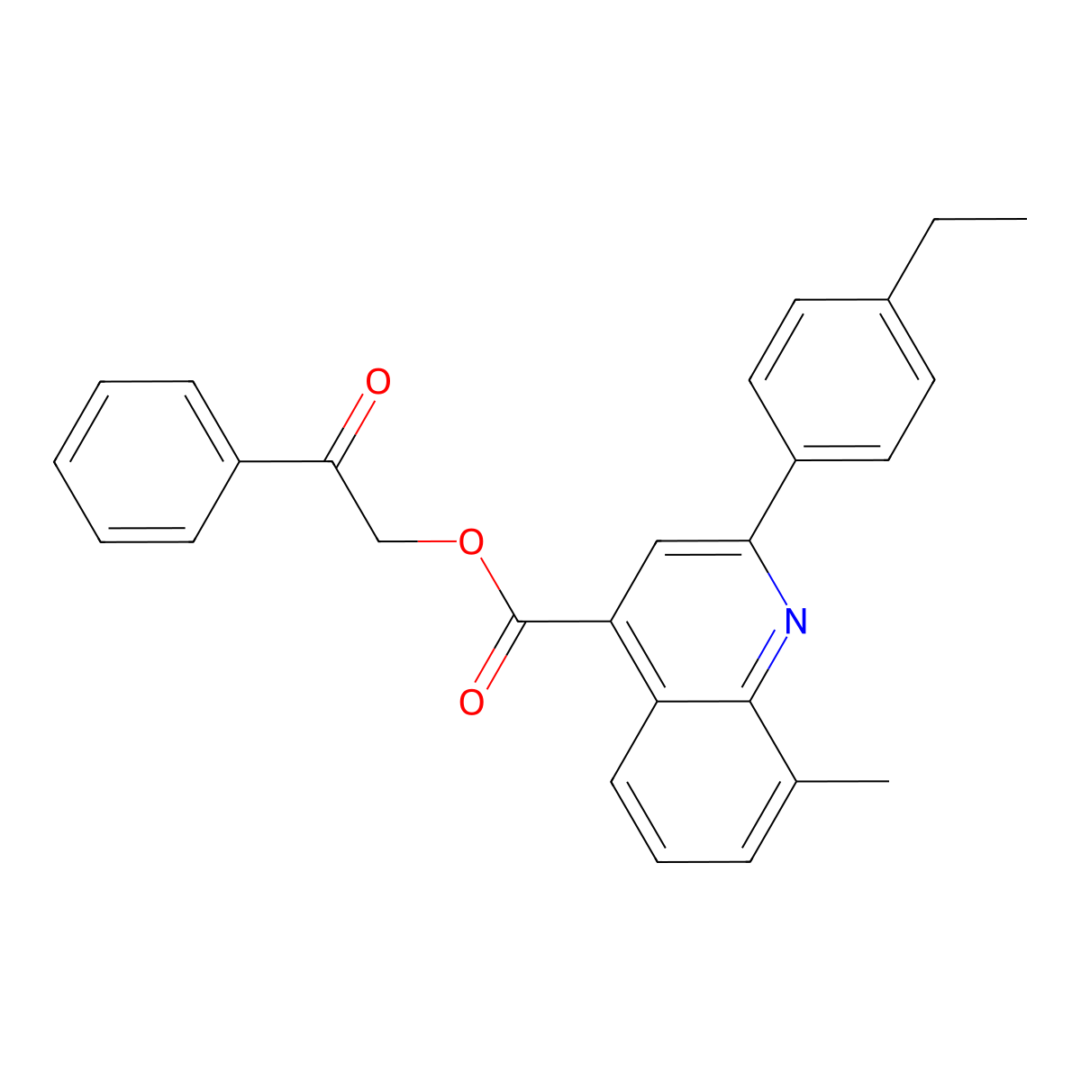 2-Oxo-2-phenylethyl 2-(4-ethylphenyl)-8-methyl-4-quinolinecarboxylate molecular structure, CAS 355411-80-2