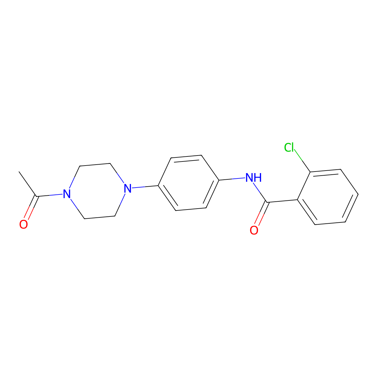 N-[4-(4-acetylpiperazin-1-yl)phenyl]-2-chlorobenzamide molecular structure, CAS 355412-36-1