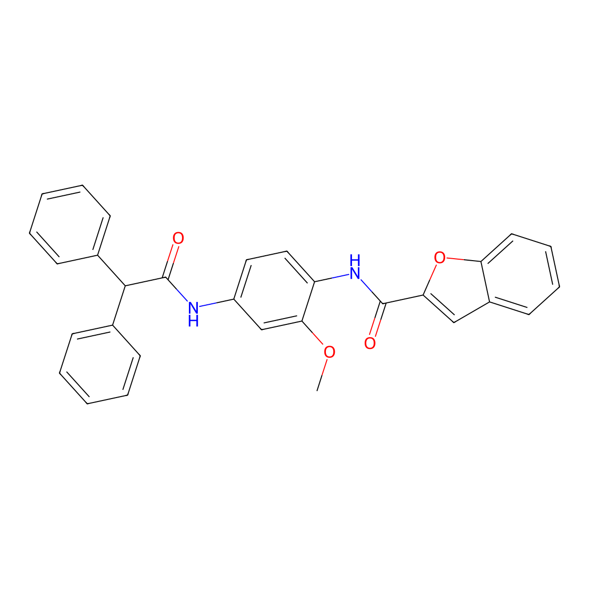 N-{4-[(diphenylacetyl)amino]-2-methoxyphenyl}-1-benzofuran-2-carboxamide molecular structure, CAS 355413-12-6