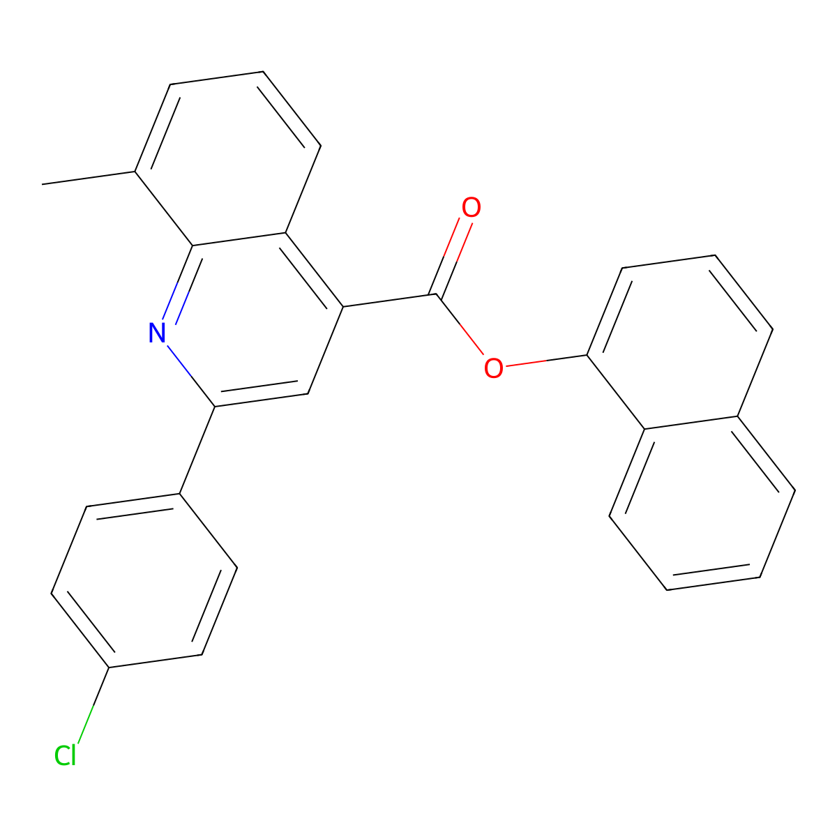 Naphthalen-1-yl 2-(4-chlorophenyl)-8-methylquinoline-4-carboxylate molecular structure, CAS 355413-90-0