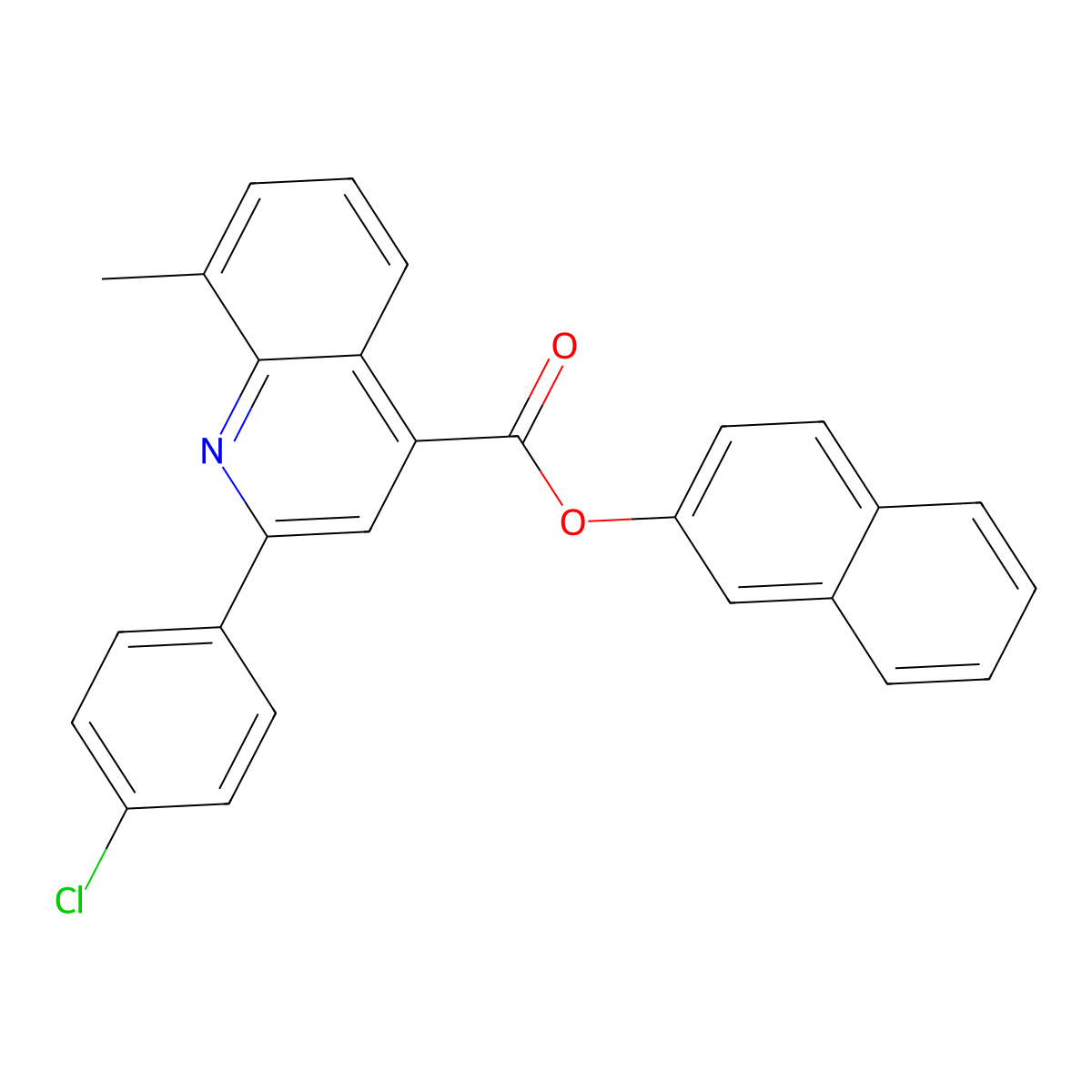 Naphthalen-2-yl 2-(4-chlorophenyl)-8-methylquinoline-4-carboxylate molecular structure, CAS 355413-93-3
