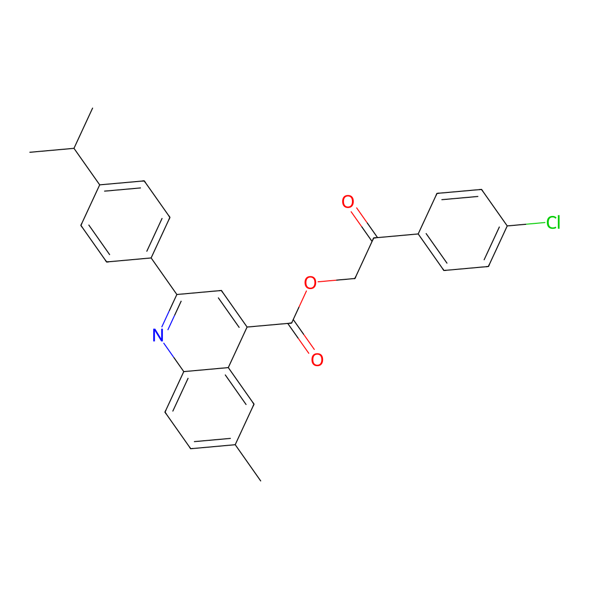 2-(4-Chlorophenyl)-2-oxoethyl 2-(4-isopropylphenyl)-6-methyl-4-quinolinecarboxylate molecular structure, CAS 355414-19-6