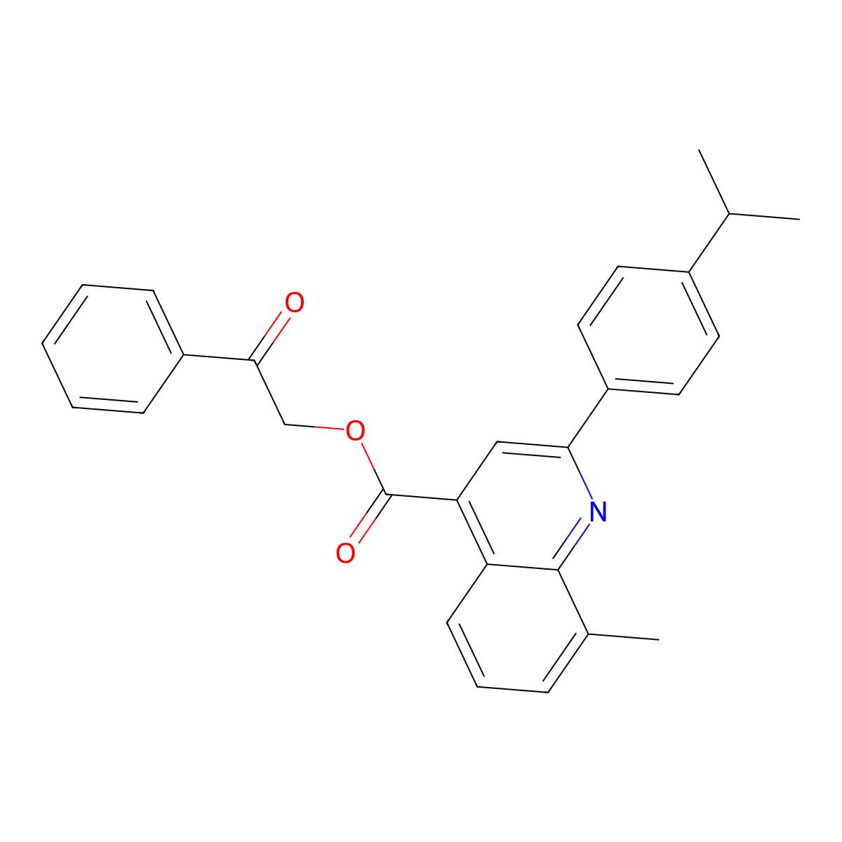 2-Oxo-2-phenylethyl 2-(4-isopropylphenyl)-8-methyl-4-quinolinecarboxylate molecular structure, CAS 355414-24-3