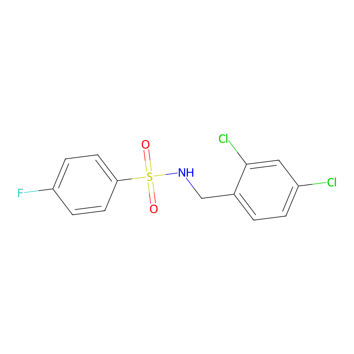 N-(2,4-dichlorobenzyl)-4-fluorobenzenesulfonamide molecular structure, CAS 355414-80-1
