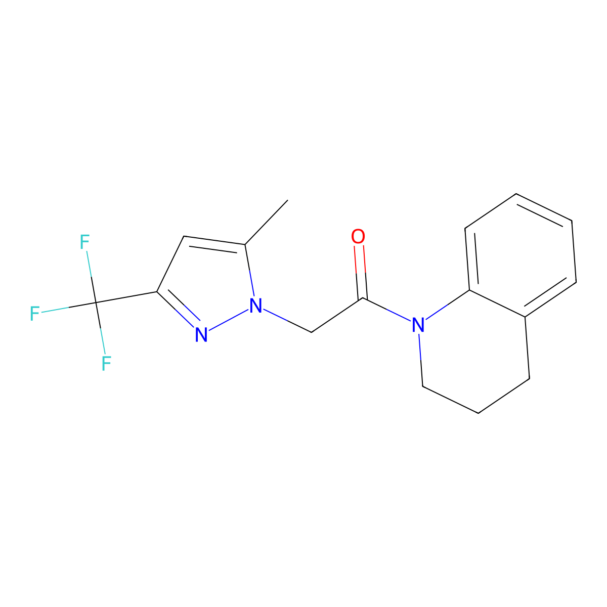 1-(3,4-dihydro-2H-quinolin-1-yl)-2-[5-methyl-3-(trifluoromethyl)pyrazol-1-yl]ethanone molecular structure, CAS 355416-43-2