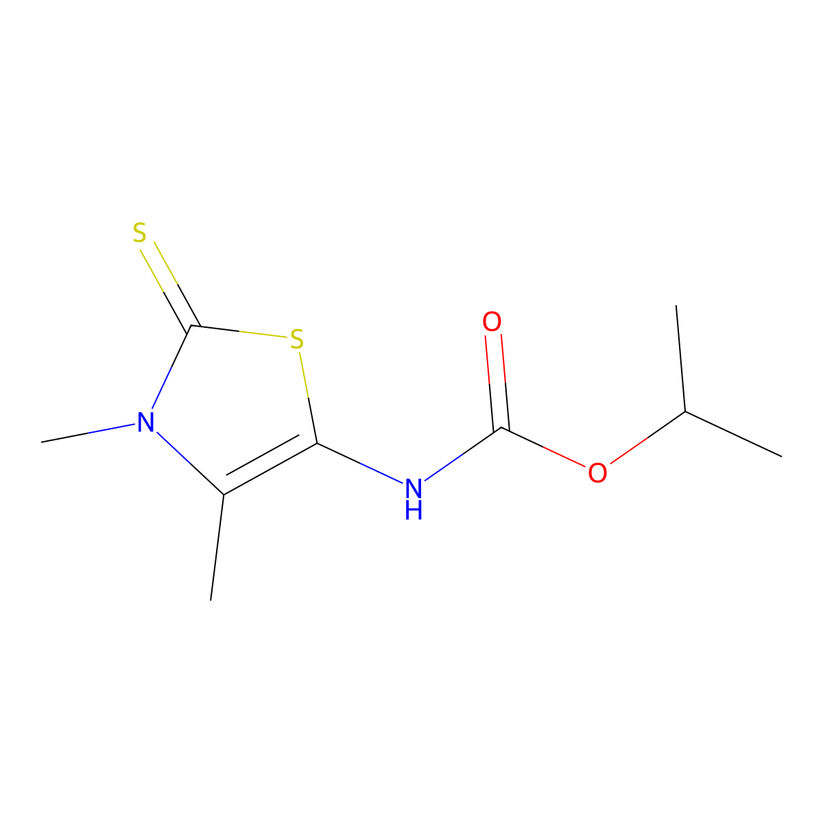 (3,4-Dimethyl-2-thioxo-2,3-dihydro-thiazol-5-yl)-carbamic acid isopropyl ester molecular structure, CAS 355416-55-6