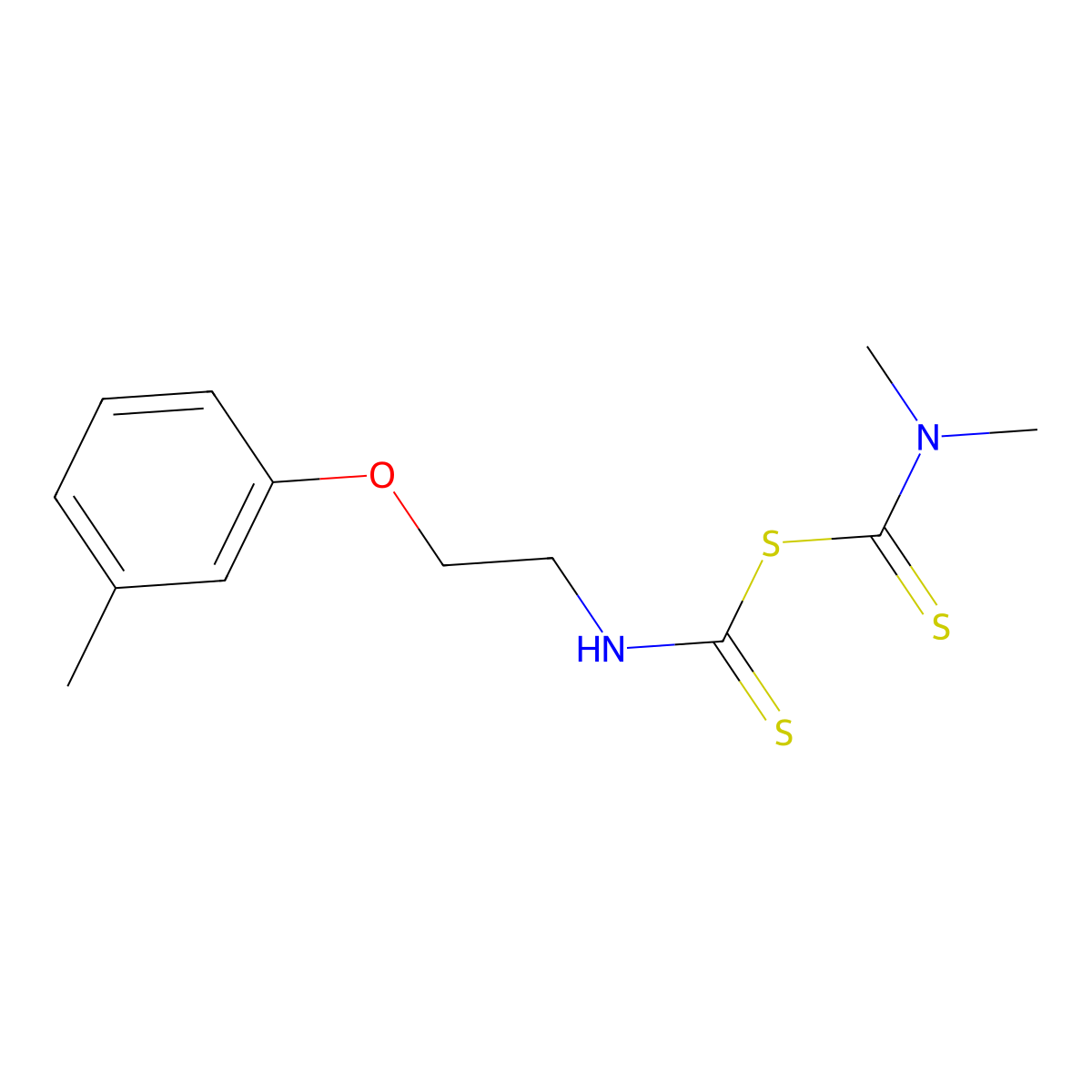 Dimethylcarbamothioyl N-[2-(3-methylphenoxy)ethyl]carbamodithioate molecular structure, CAS 355416-57-8