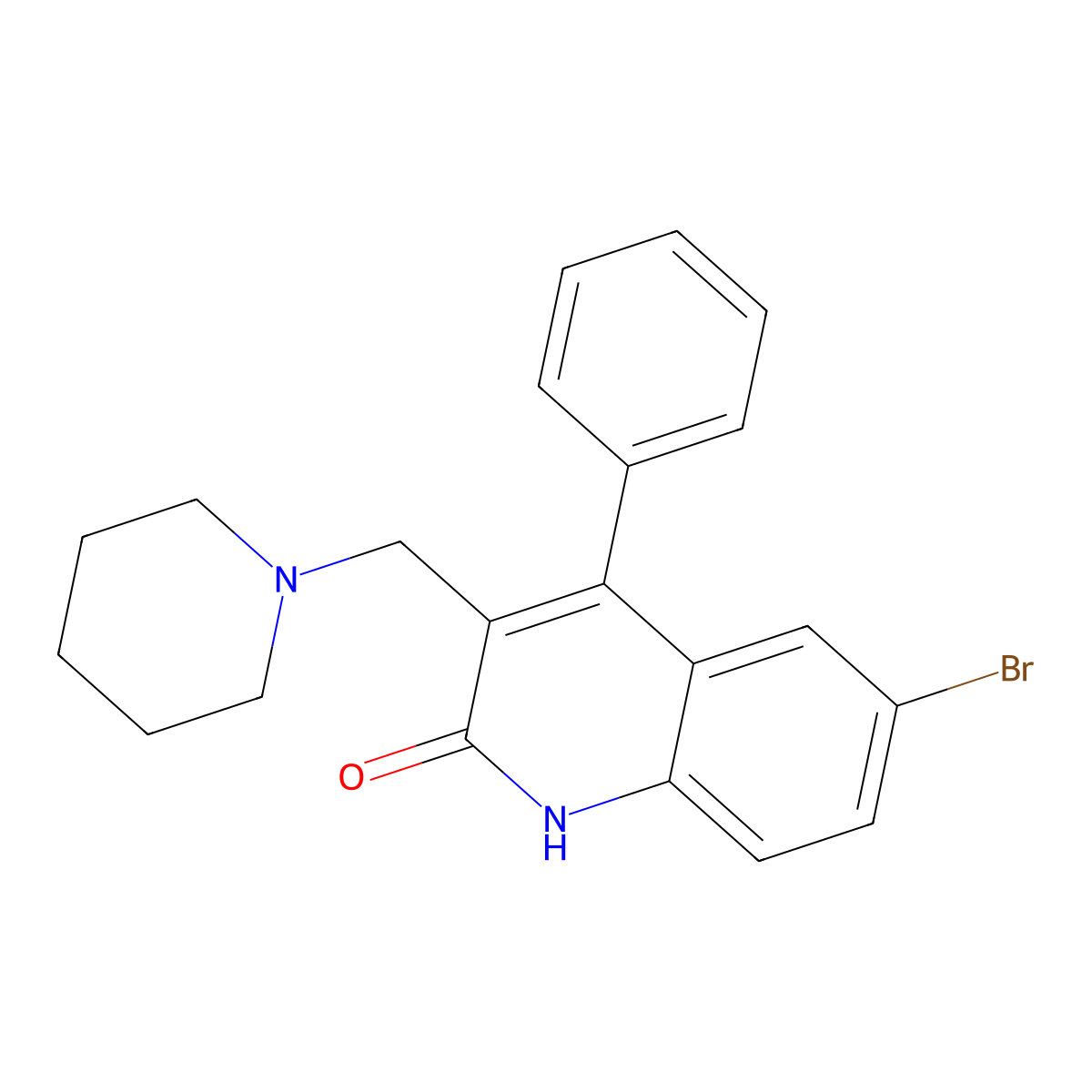 6-bromo-4-phenyl-3-(piperidin-1-ylmethyl)quinolin-2(1H)-one molecular structure, CAS 355418-71-2