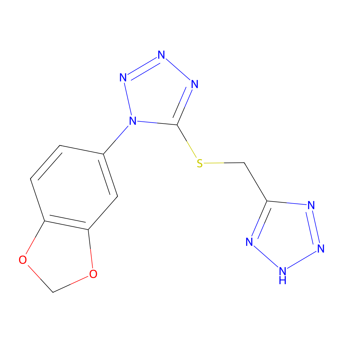 1-(1,3-benzodioxol-5-yl)-5-(2H-tetrazol-5-ylmethylsulfanyl)tetrazole molecular structure, CAS 355419-02-2