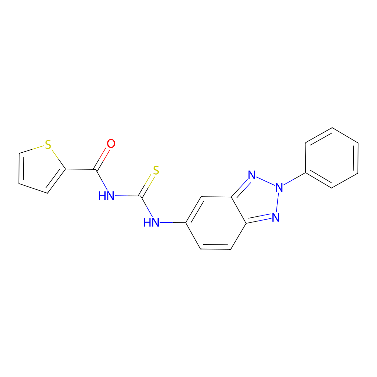 N-[(2-phenylbenzotriazol-5-yl)carbamothioyl]thiophene-2-carboxamide molecular structure, CAS 355419-14-6