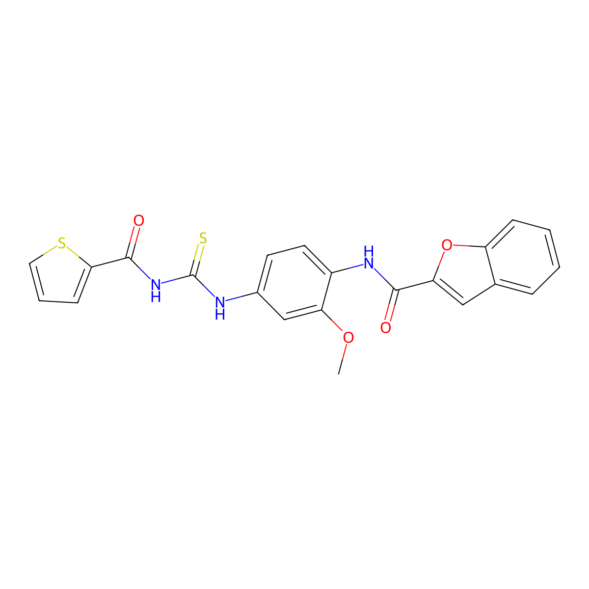 N-[2-methoxy-4-(thiophene-2-carbonylcarbamothioylamino)phenyl]-1-benzofuran-2-carboxamide molecular structure, CAS 355419-18-0