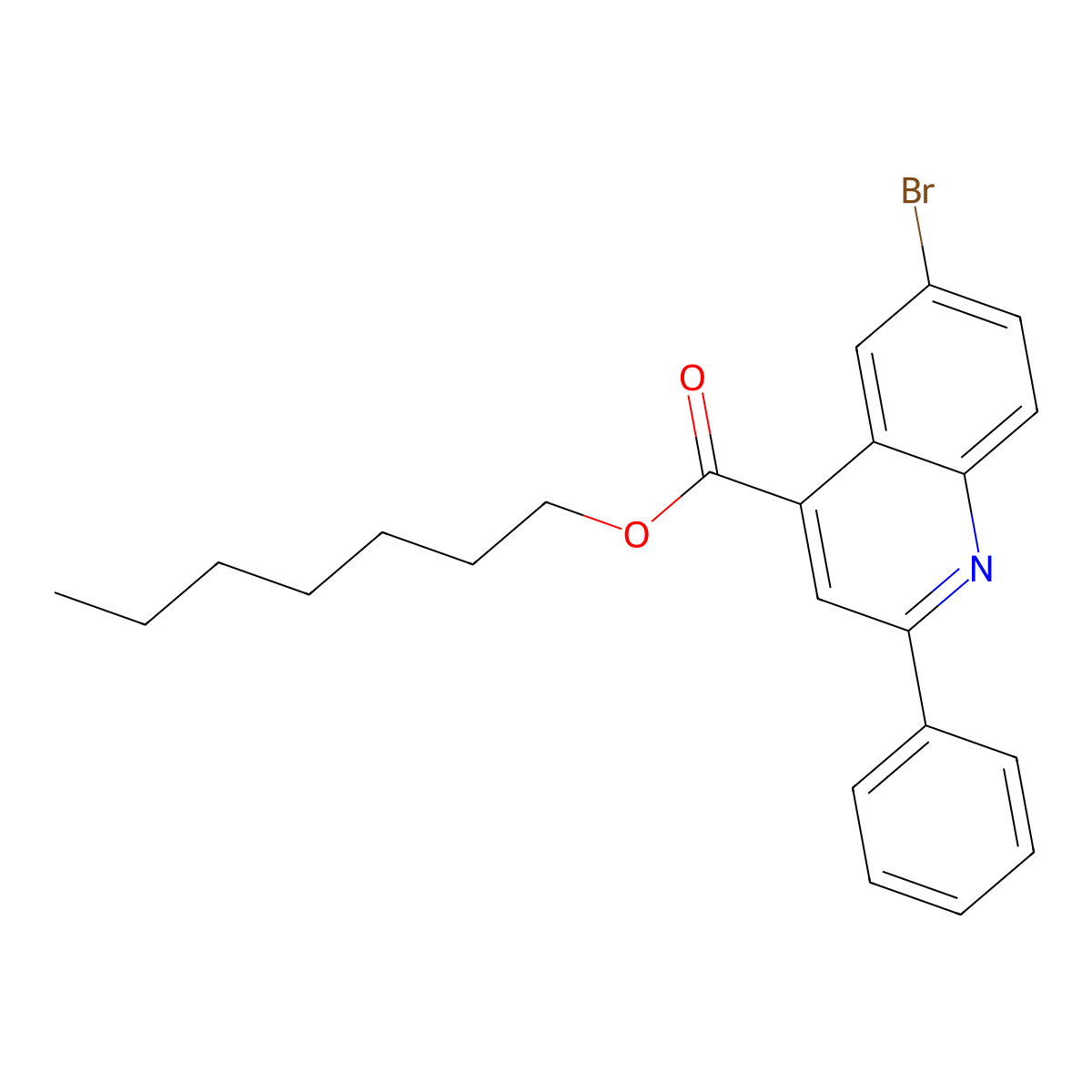 Heptyl 6-bromo-2-phenyl-4-quinolinecarboxylate molecular structure, CAS 355419-69-1