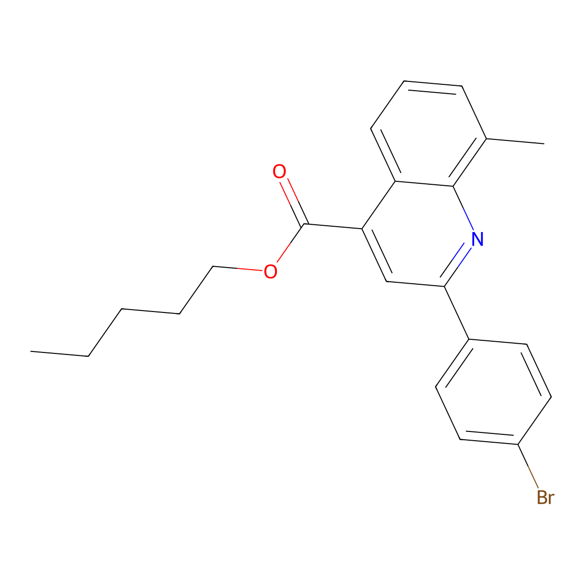 Pentyl 2-(4-bromophenyl)-8-methyl-4-quinolinecarboxylate molecular structure, CAS 355419-70-4