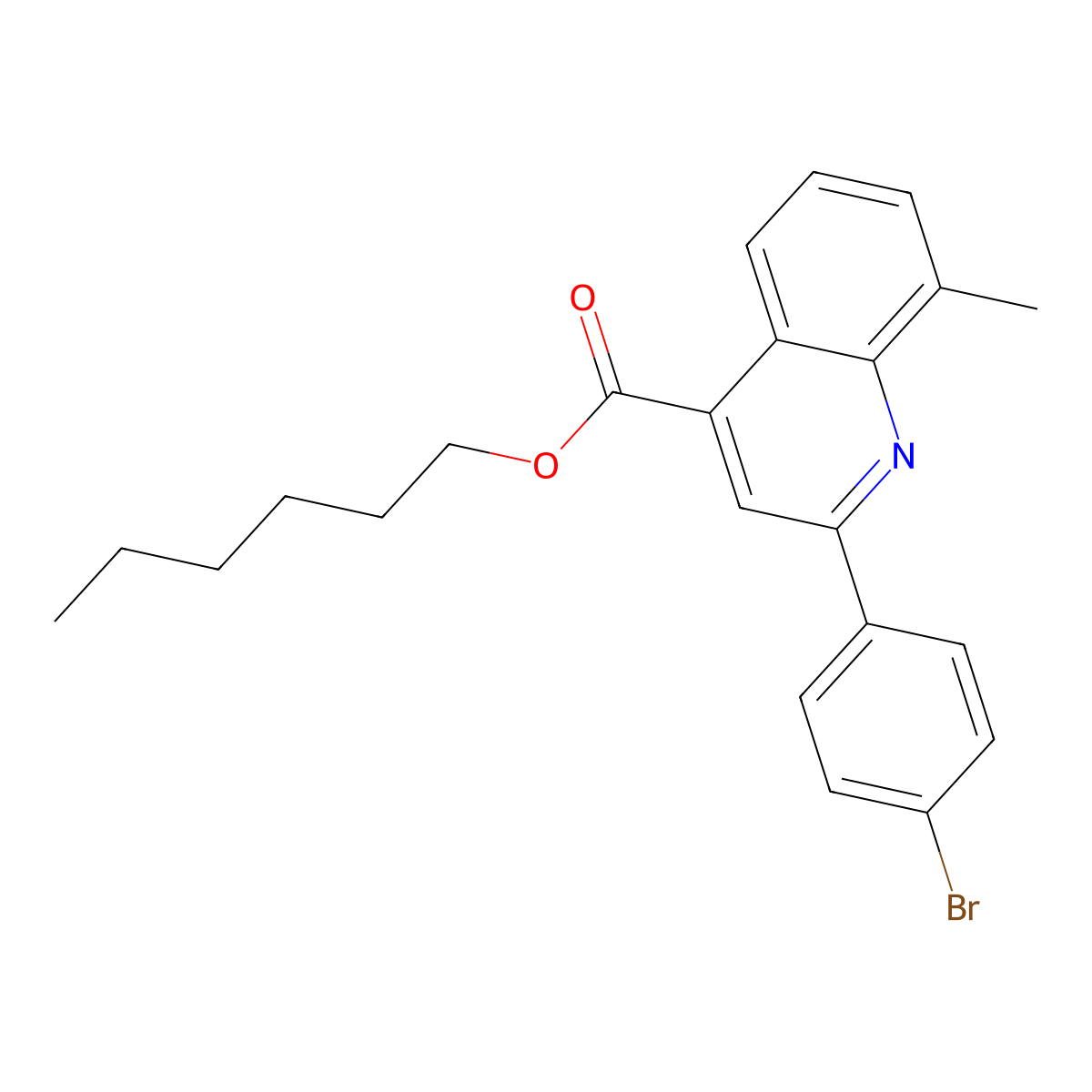 Hexyl 2-(4-bromophenyl)-8-methyl-4-quinolinecarboxylate molecular structure, CAS 355419-71-5