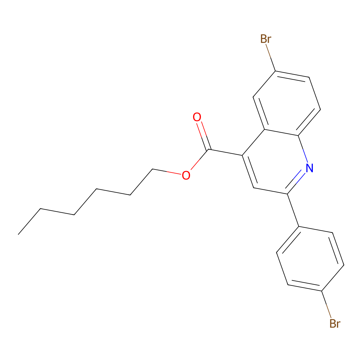 Hexyl 6-bromo-2-(4-bromophenyl)-4-quinolinecarboxylate molecular structure, CAS 355419-72-6