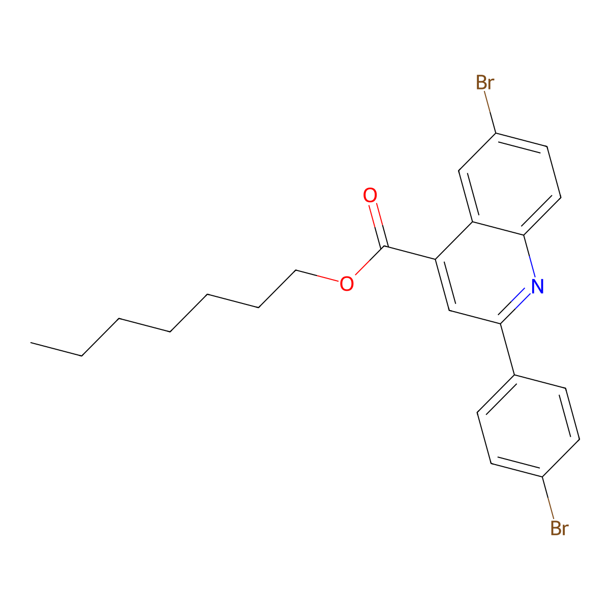 Heptyl 6-bromo-2-(4-bromophenyl)-4-quinolinecarboxylate molecular structure, CAS 355419-73-7