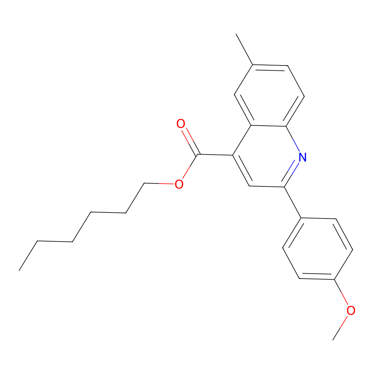 Hexyl 2-(4-methoxyphenyl)-6-methyl-4-quinolinecarboxylate molecular structure, CAS 355419-78-2