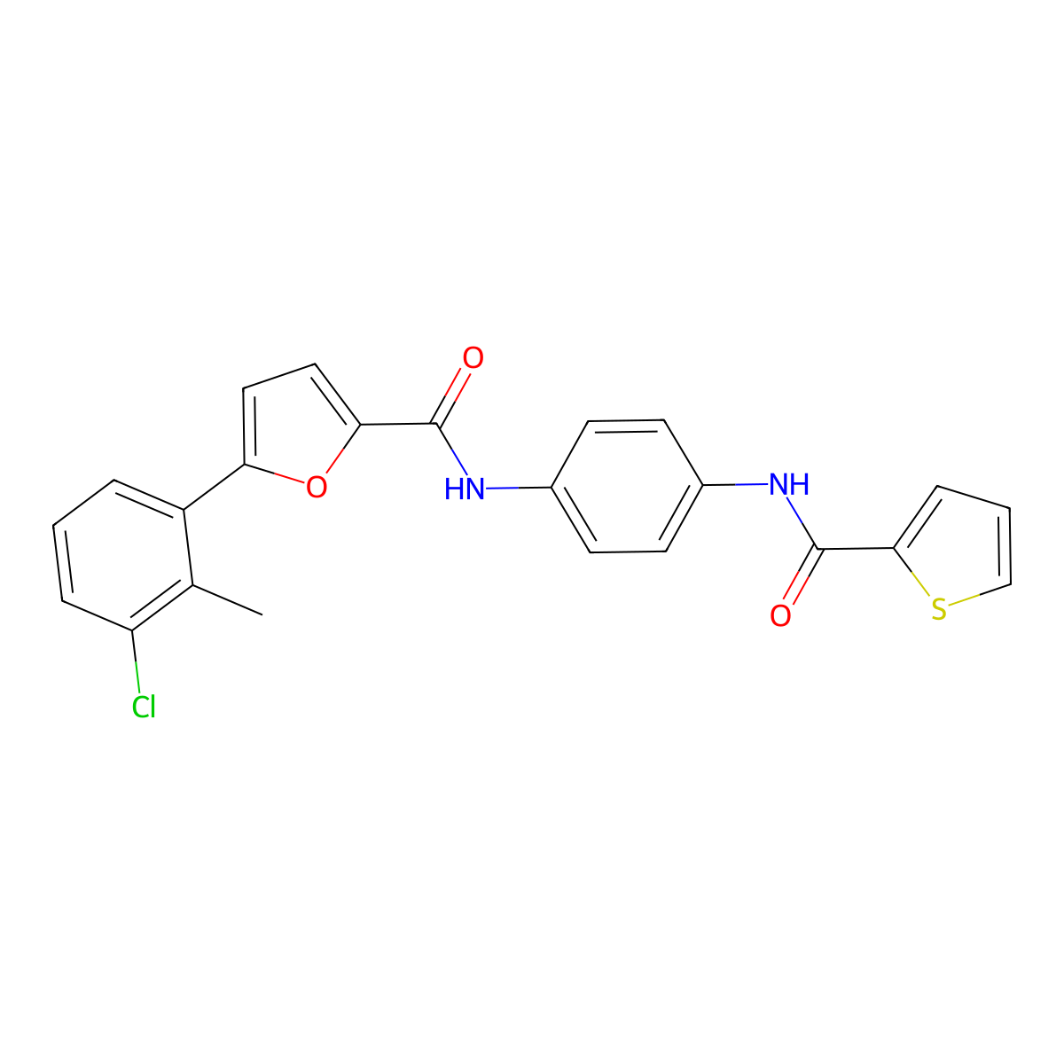 5-(3-chloro-2-methylphenyl)-N-[4-(thiophene-2-carbonylamino)phenyl]furan-2-carboxamide molecular structure, CAS 355420-23-4